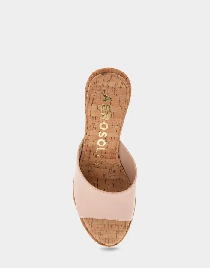 Aerosoles Comfortable Women039s Wedge Slide Sandal In Cipria Patent Faux Leather Cipria Patent Faux Leather Women Dress