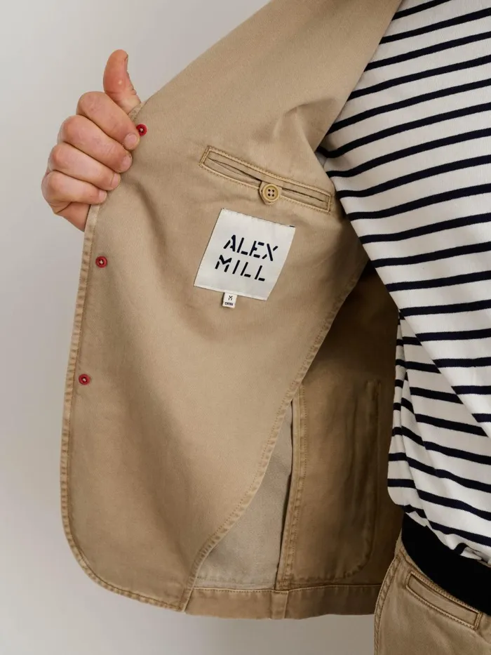 Alex Mill Jackets Coats Men Mill Blazer In Vintage Wash Chino Faded Khaki