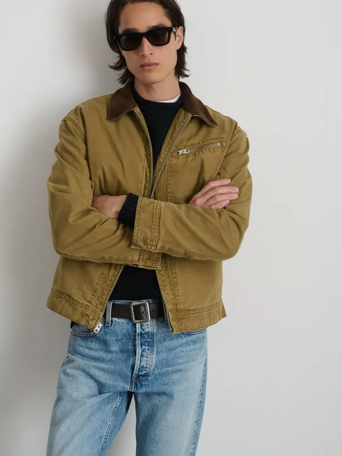Alex Mill Jackets Coats Men Miller Zip Jacket In Canvas Khaki