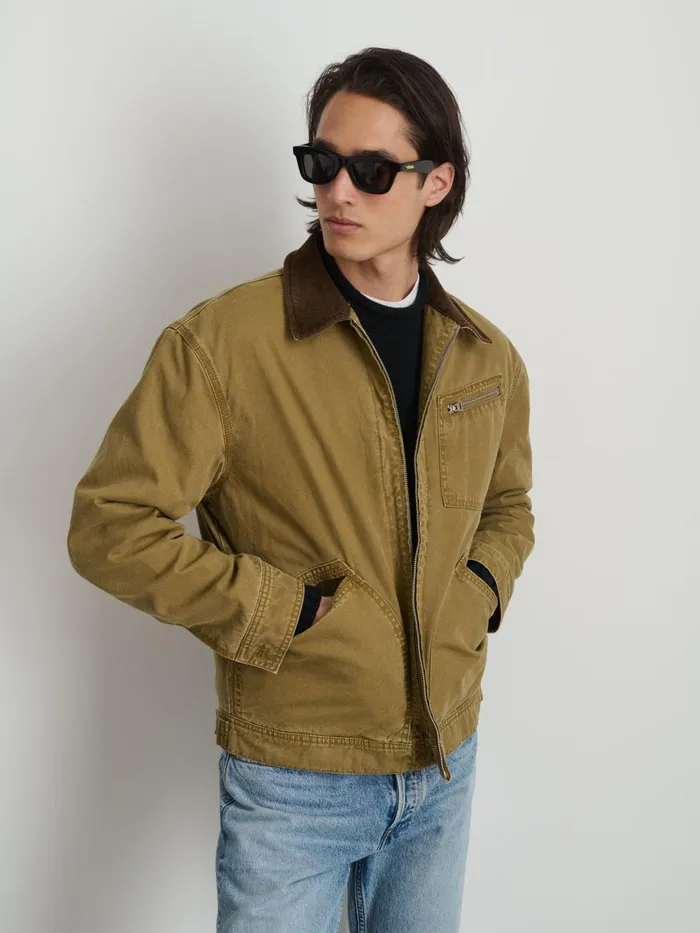 Alex Mill Jackets Coats Men Miller Zip Jacket In Canvas Khaki