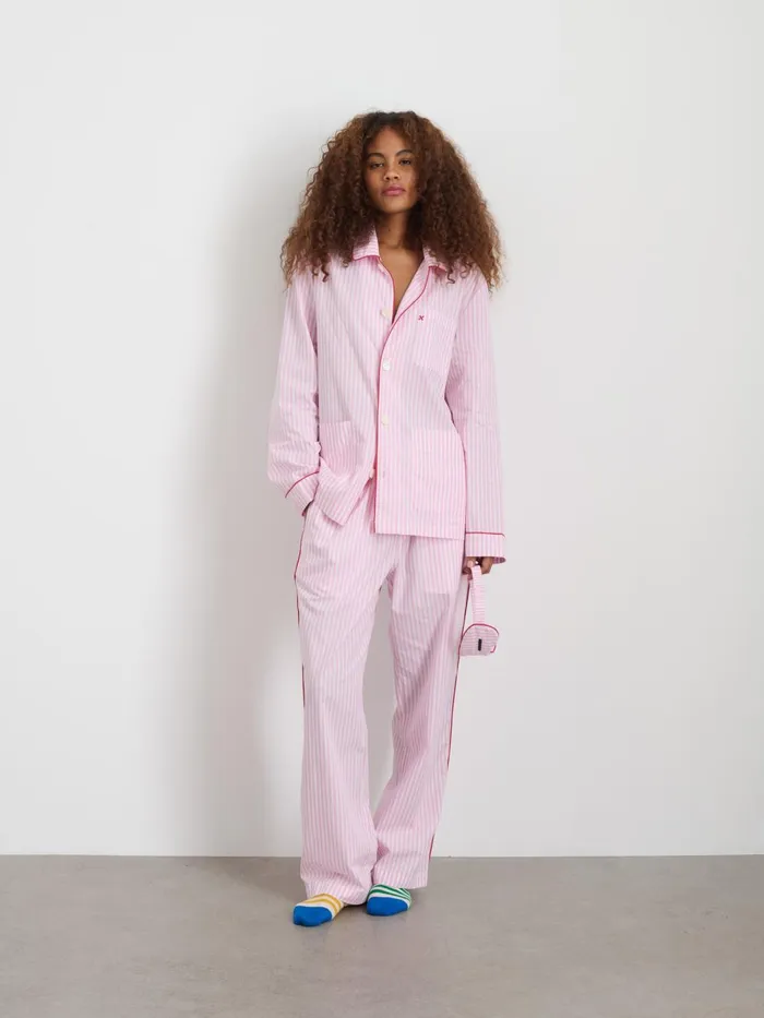Alex Mill Pajamas Slippers Men P039jimmies Sleep Shirt In Stripe Pink Stripe