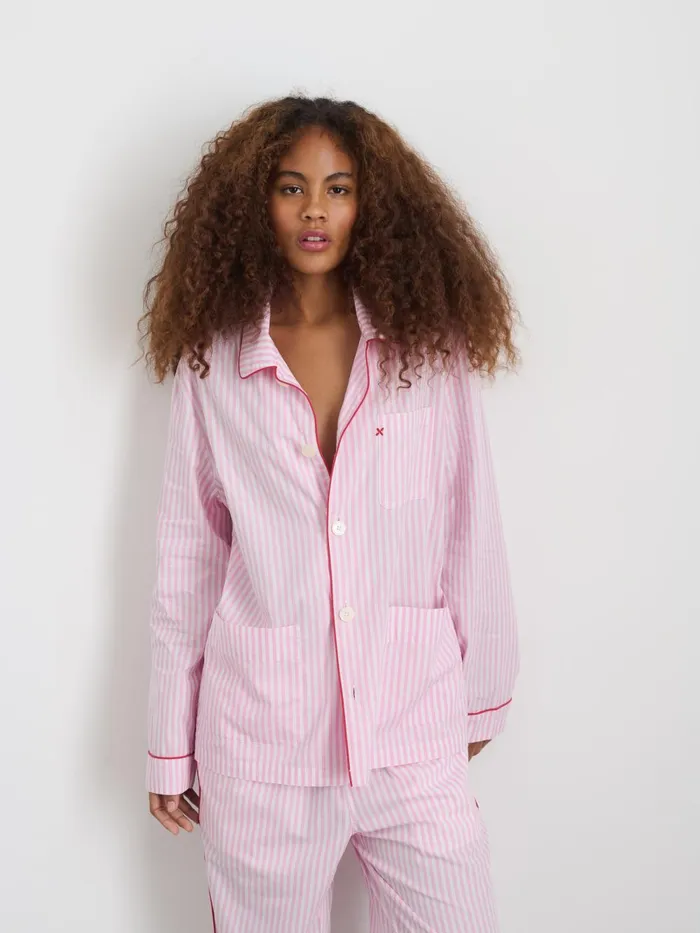 Alex Mill Pajamas Slippers Men P039jimmies Sleep Shirt In Stripe Pink Stripe