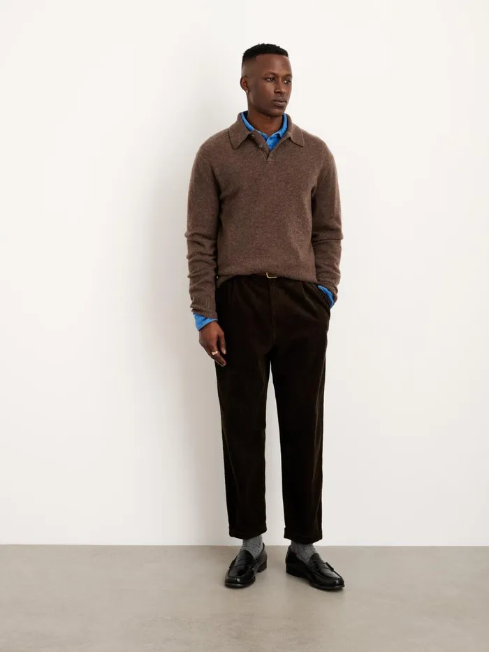 Alex Mill Pants Men Standard Pleated Pant In Corduroy Chocolate
