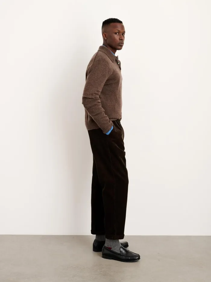 Alex Mill Pants Men Standard Pleated Pant In Corduroy Chocolate
