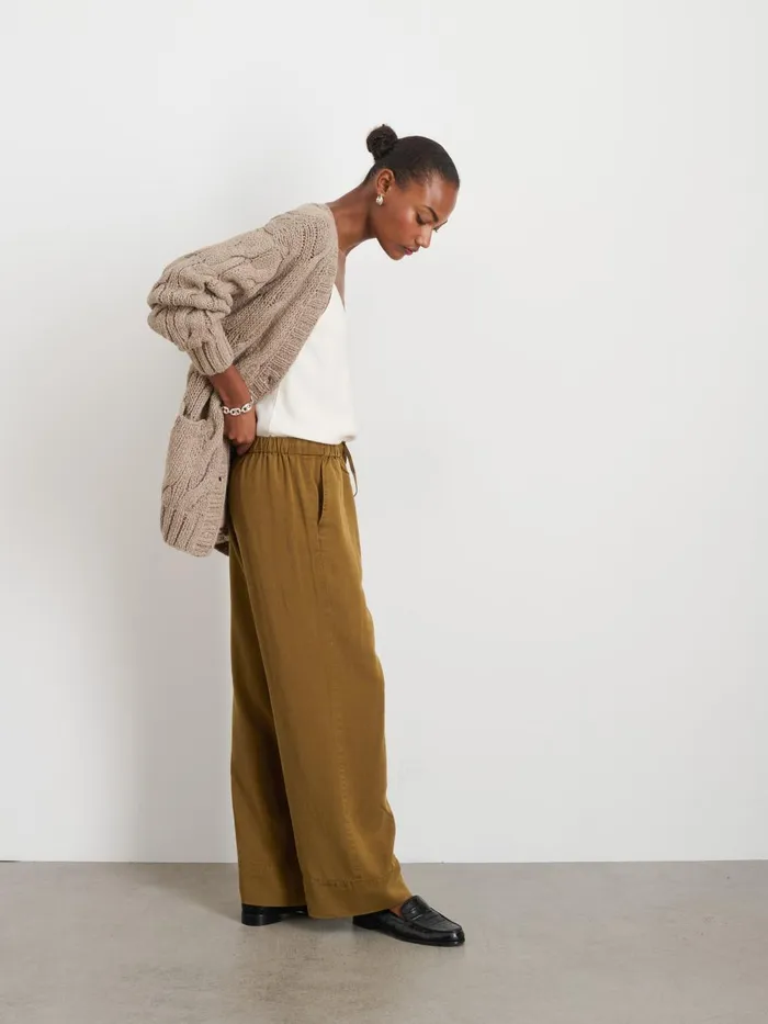 Alex Mill Pants Women Riley Pant In Drapey Twill Khaki Brown