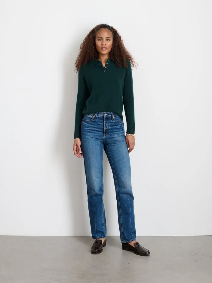 Alex Mill Sweaters Women Alice Polo In Cashmere Cypress Green