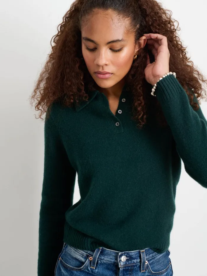 Alex Mill Sweaters Women Alice Polo In Cashmere Cypress Green