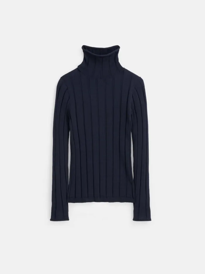 Alex Mill Sweaters Women Ellie Ribbed Turtleneck In Cotton Cashmere Navy