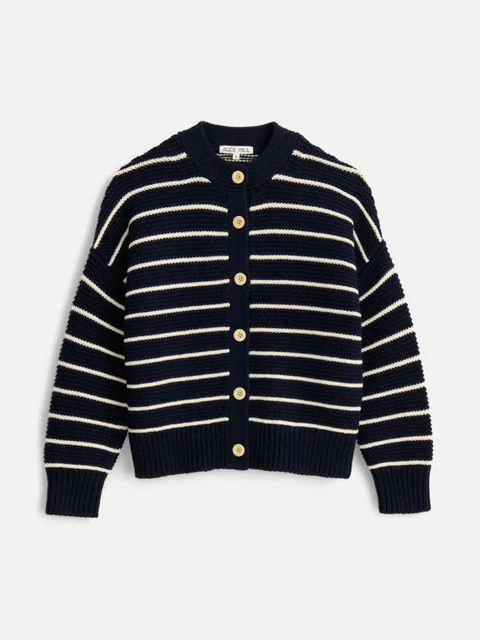 Alex Mill Sweaters Women Nico Striped Cardigan In Cotton Navyivory