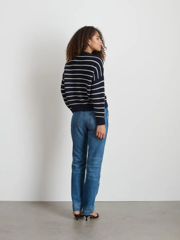 Alex Mill Sweaters Women Nico Striped Cardigan In Cotton Navyivory Alex Mill Sweaters Women Nico Striped Cardigan In Cotton Navyivory