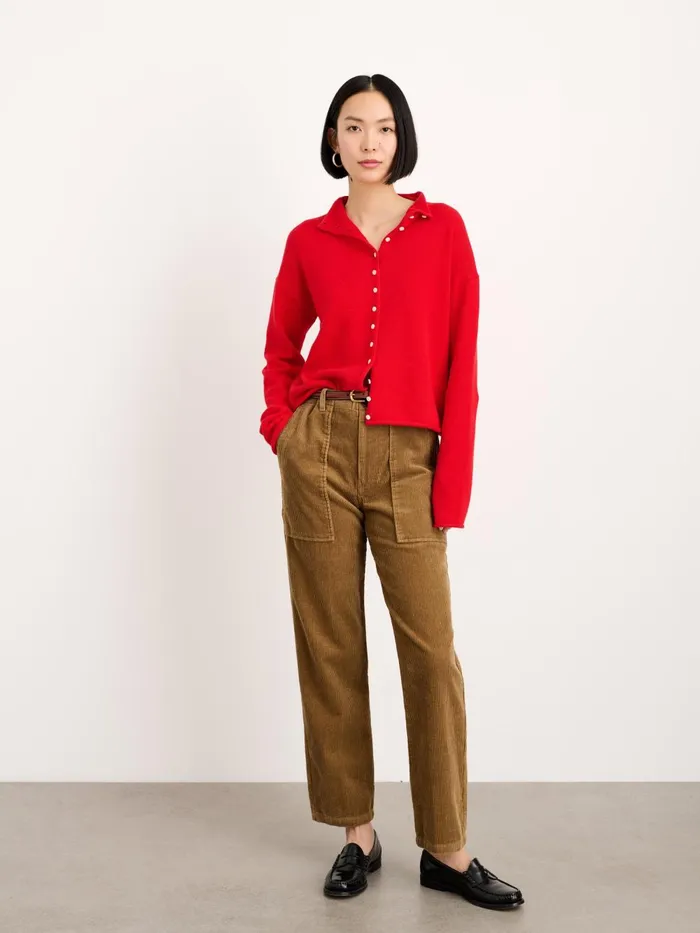 Alex Mill Sweaters Women Taylor Rollneck Cardigan In Cotton Cashmere Fire Red