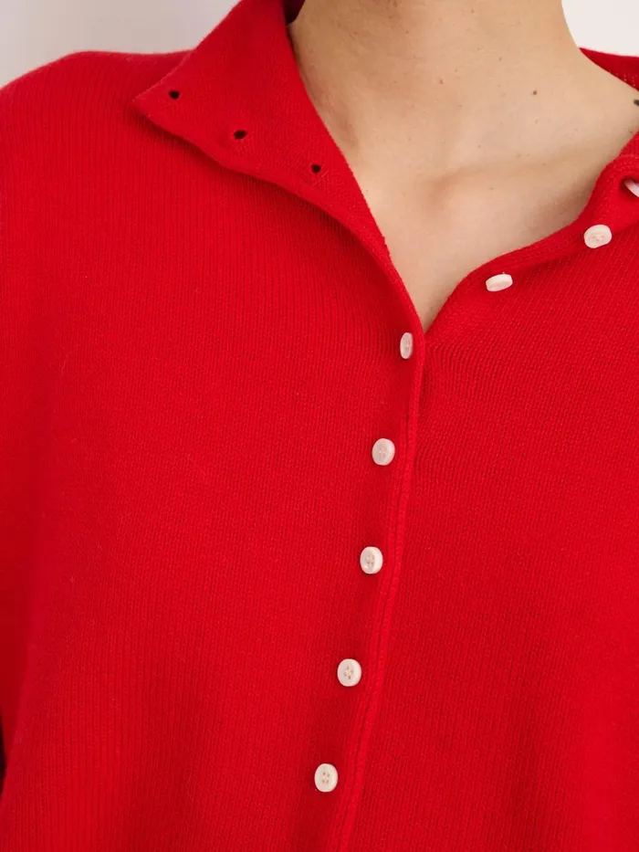 Alex Mill Sweaters Women Taylor Rollneck Cardigan In Cotton Cashmere Fire Red