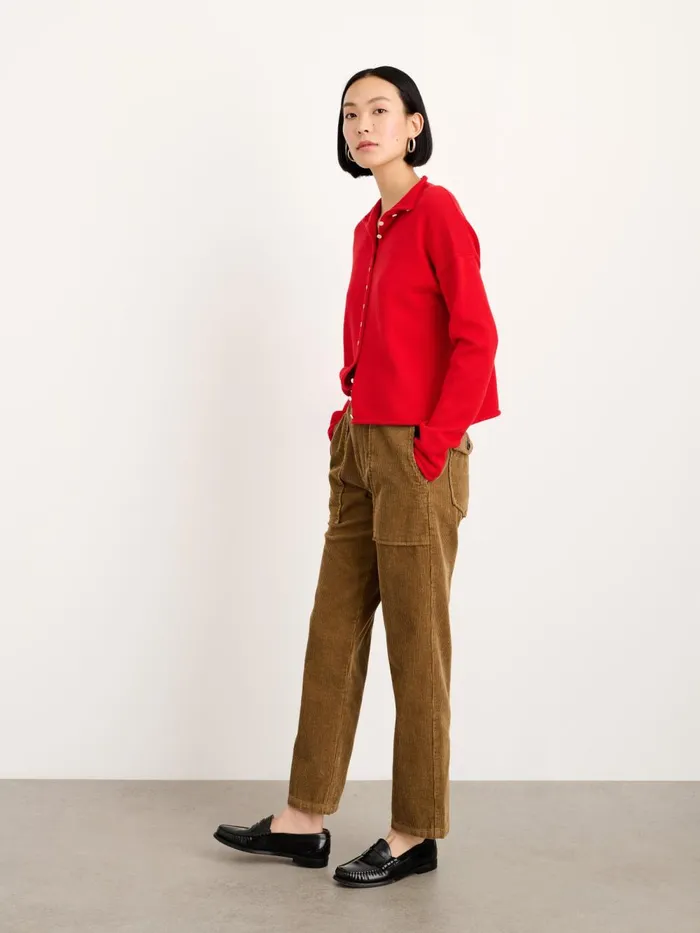 Alex Mill Sweaters Women Taylor Rollneck Cardigan In Cotton Cashmere Fire Red