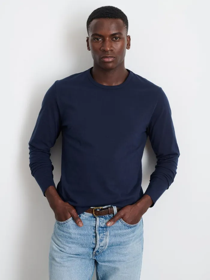 Alex Mill Tees Polos Men Standard LongSleeve TShirt In Slub Cotton Navy