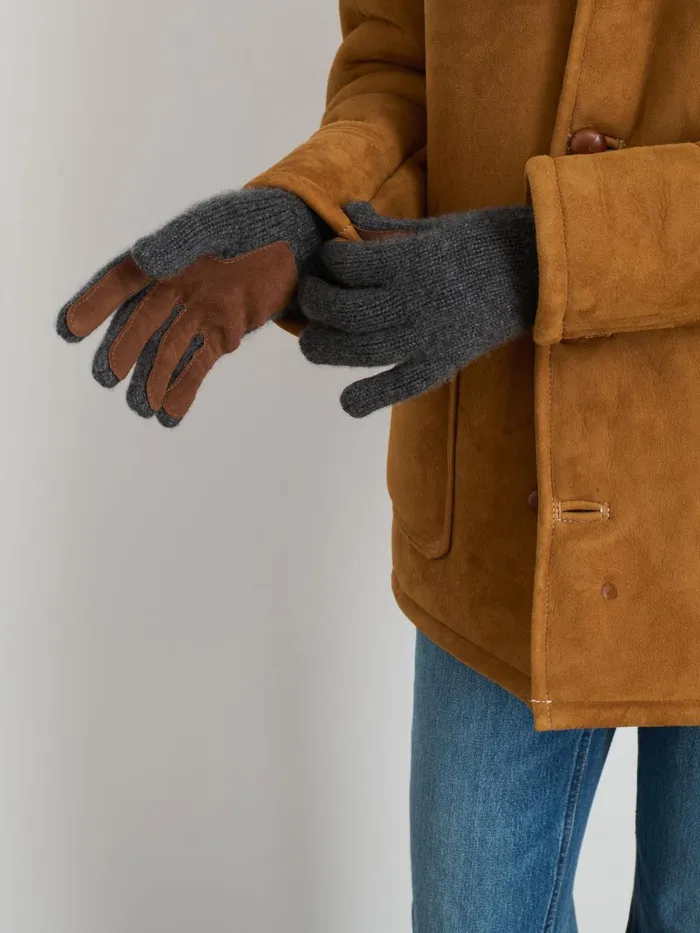 Alex Mill Women Cashmere Leather Patch Gloves Flannel