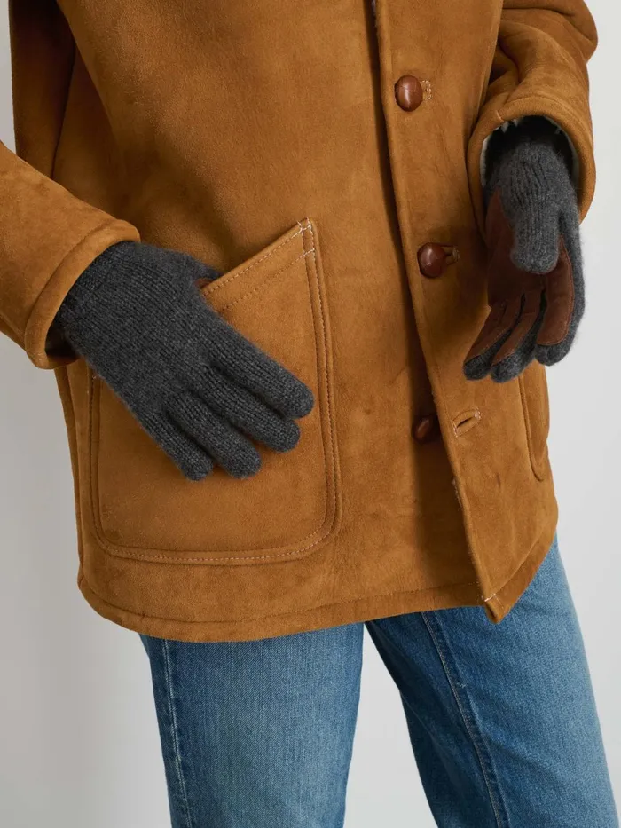 Alex Mill Women Cashmere Leather Patch Gloves Flannel