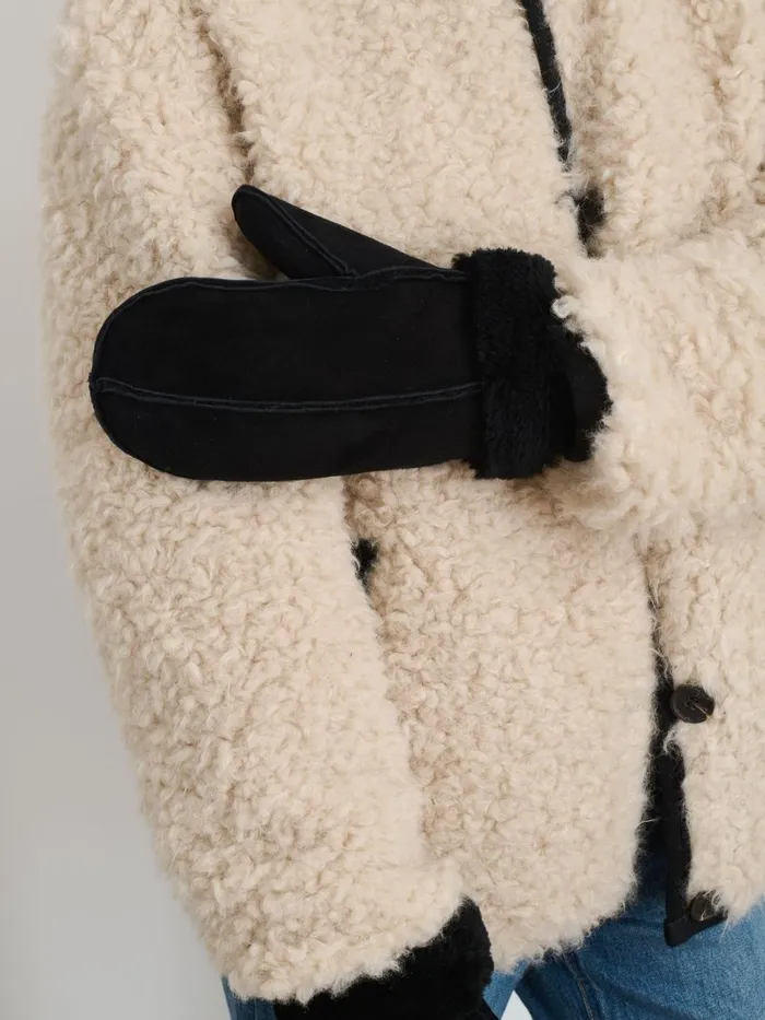Alex Mill Women Owen Barry Mittens In Suede Shearling Blackblack