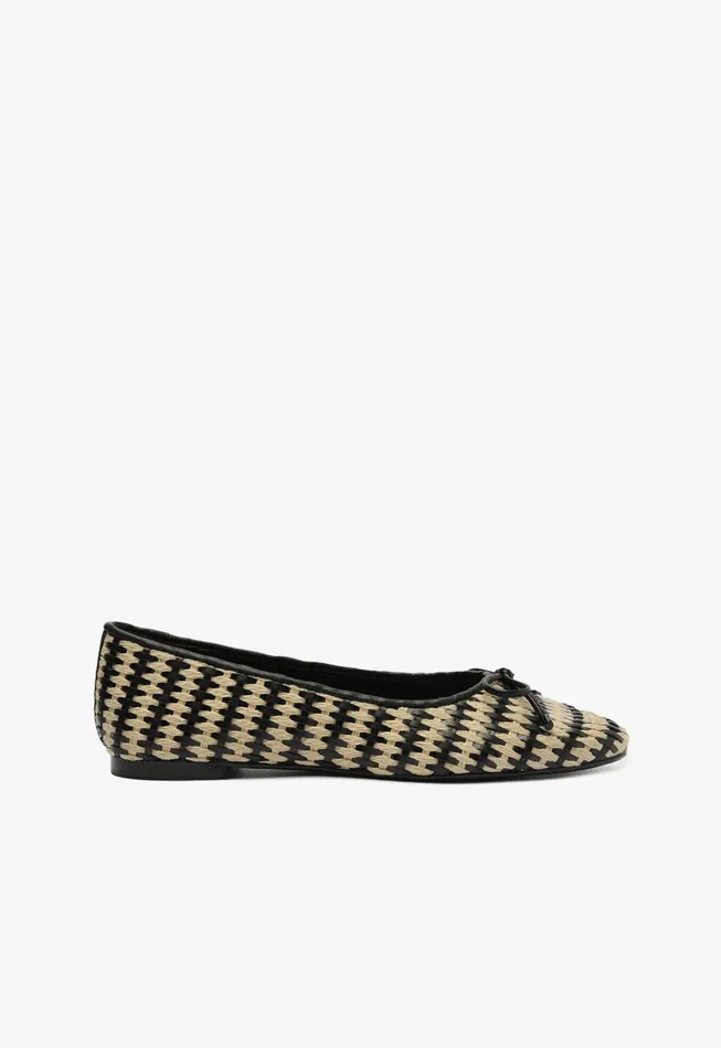 Arissa Straw Ballet Flat Black Women Schutz Shoes Ballerinas