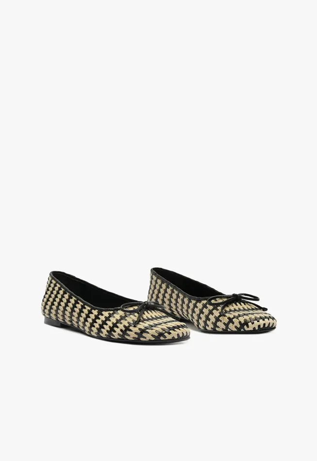 Arissa Straw Ballet Flat Black Women Schutz Shoes Ballerinas