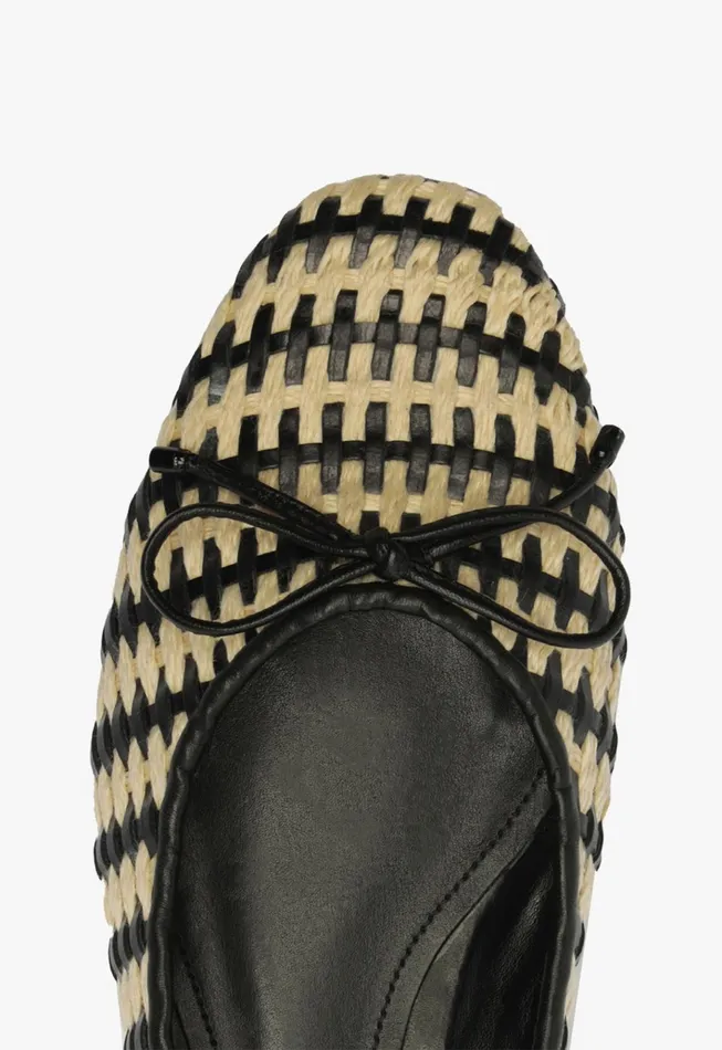 Arissa Straw Ballet Flat Black Women Schutz Shoes Ballerinas