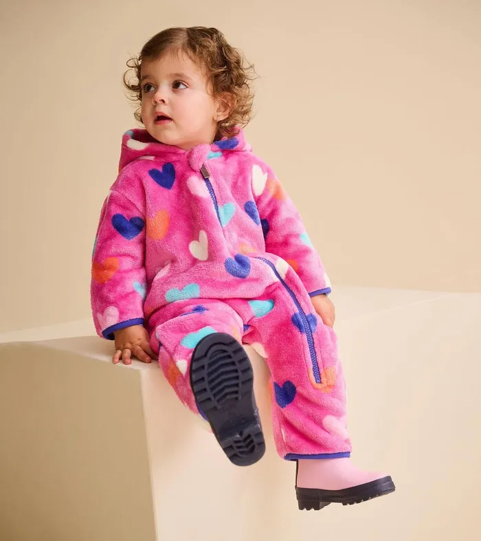 Baby Girls Hearts Fleece Suit Hatley