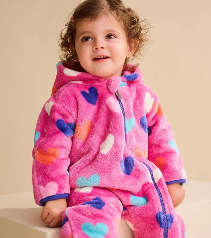 Baby Girls Hearts Fleece Suit Hatley