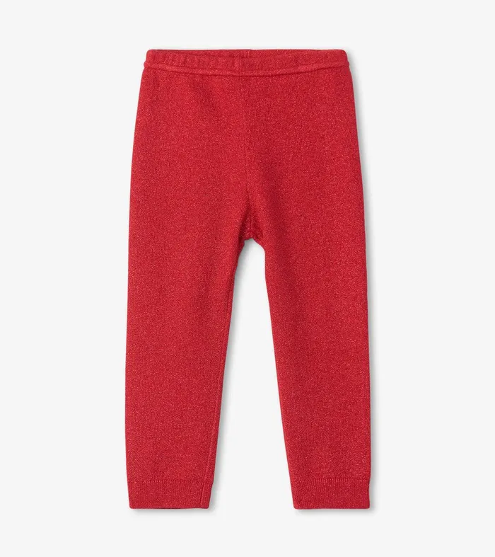Baby Red Shimmer Cable Knit Leggings Hatley