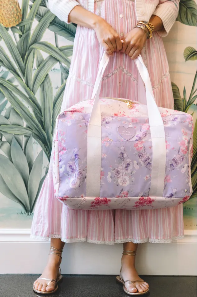 Bags and Travel Women LoveShackFancy State Wellington Weekender Happy Thoughts