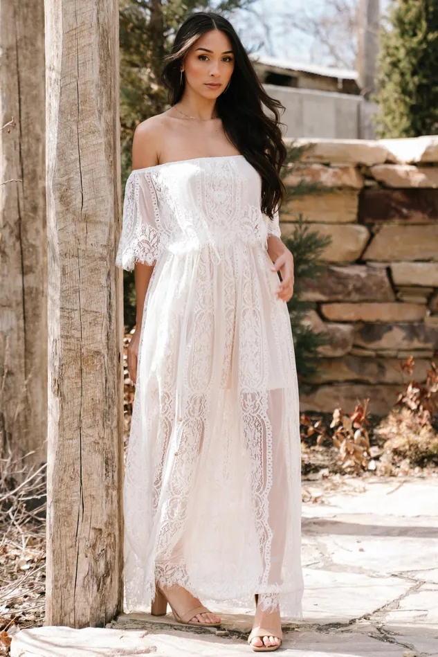 Baltic Born Bridal Women Caroline Lace Maxi Dress Off White