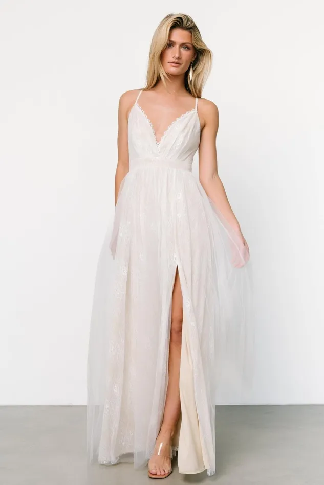 Baltic Born Bridal Women Vasia Lace Tulle Maxi Dress White Nude