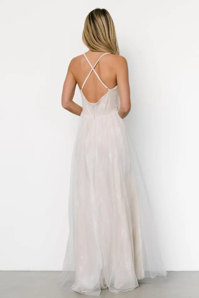 Baltic Born Bridal Women Vasia Lace Tulle Maxi Dress White Nude Baltic Born Bridal Women Vasia Lace Tulle Maxi Dress White Nude