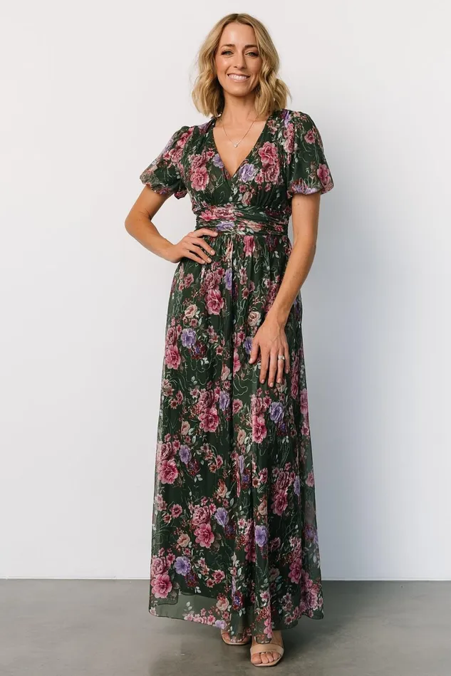 Baltic Born Bump Friendly Women Ardley Maxi Dress Green Pink Floral