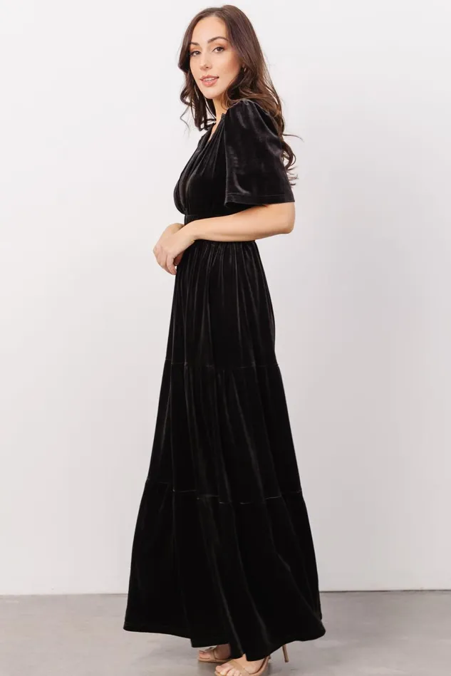 Baltic Born Bump Friendly Women Artemis Velvet Maxi Dress Black
