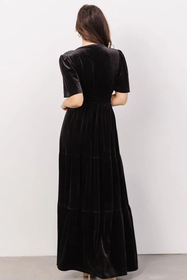 Baltic Born Bump Friendly Women Artemis Velvet Maxi Dress Black