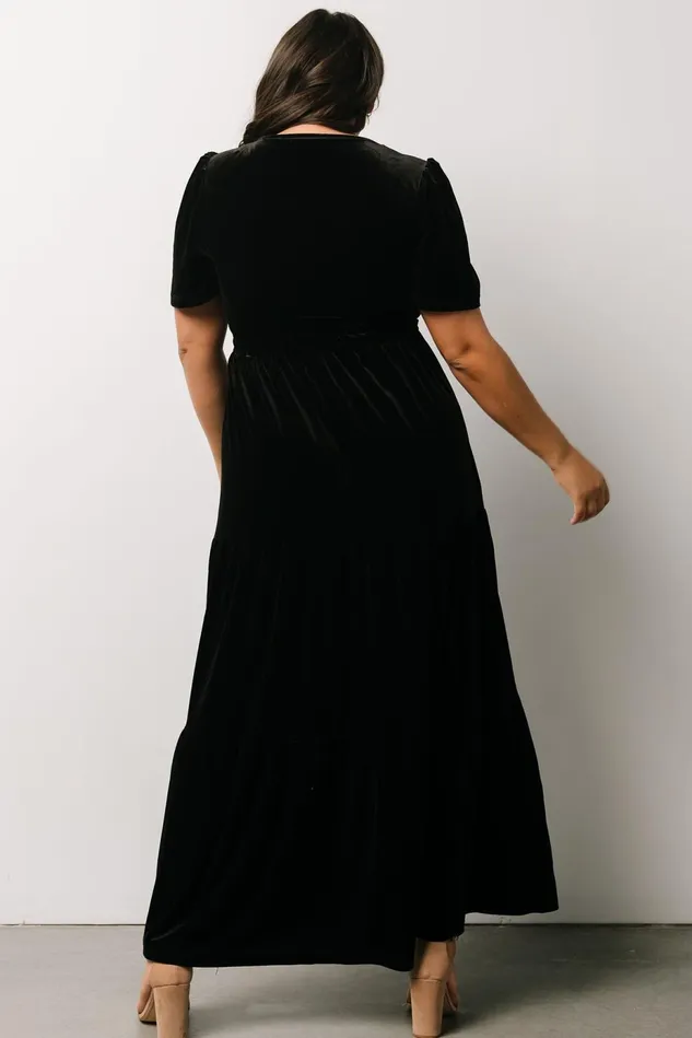 Baltic Born Bump Friendly Women Artemis Velvet Maxi Dress Black