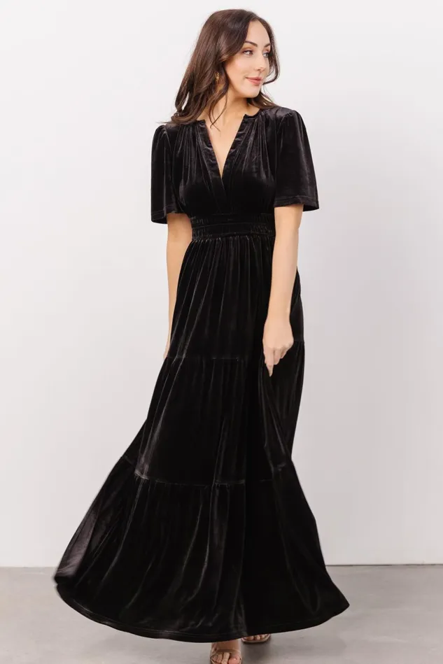 Baltic Born Bump Friendly Women Artemis Velvet Maxi Dress Black