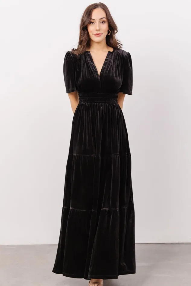 Baltic Born Bump Friendly Women Artemis Velvet Maxi Dress Black