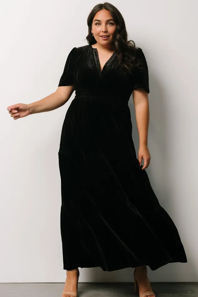 Baltic Born Bump Friendly Women Artemis Velvet Maxi Dress Black