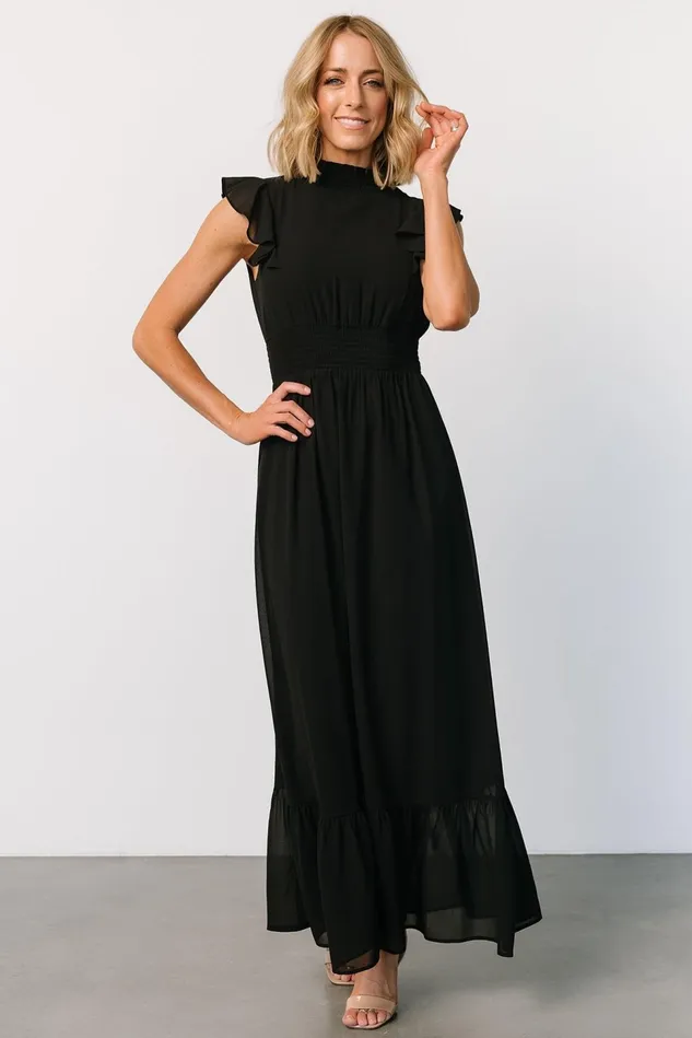 Baltic Born Bump Friendly Women Kearny Ruffle Maxi Dress Black