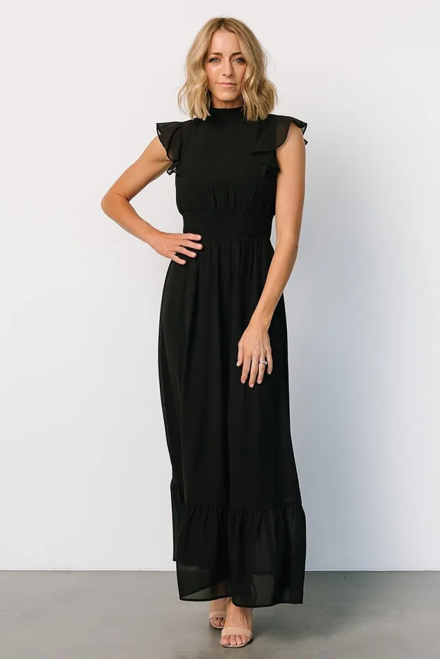 Baltic Born Bump Friendly Women Kearny Ruffle Maxi Dress Black Baltic Born Bump Friendly Women Kearny Ruffle Maxi Dress Black
