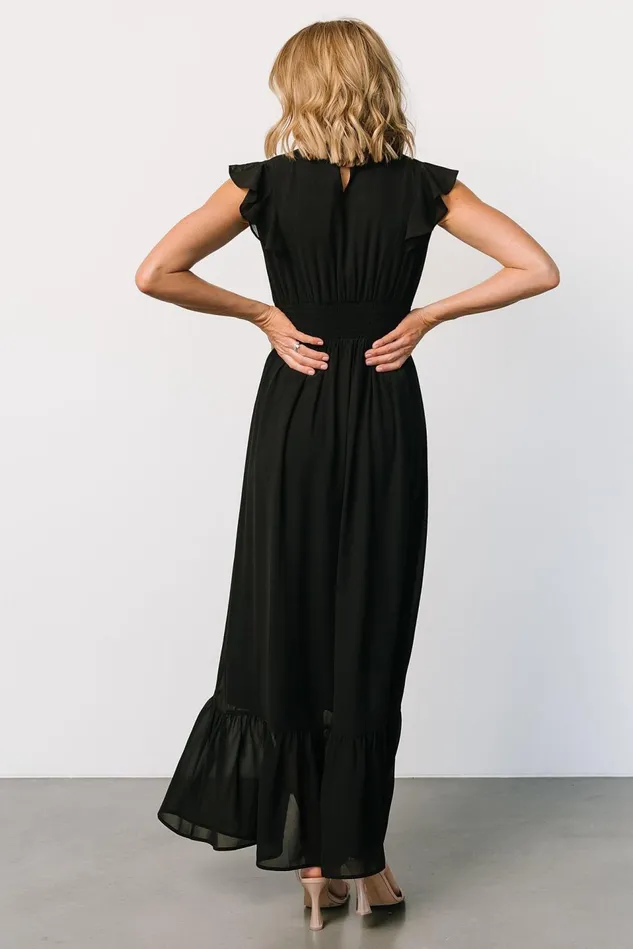 Baltic Born Bump Friendly Women Kearny Ruffle Maxi Dress Black Baltic Born Bump Friendly Women Kearny Ruffle Maxi Dress Black