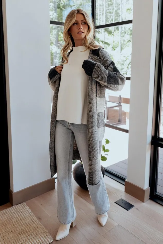 Baltic Born Cardigans Women Toronto Cardigan Black Taupe Baltic Born Cardigans Women Toronto Cardigan Black Taupe