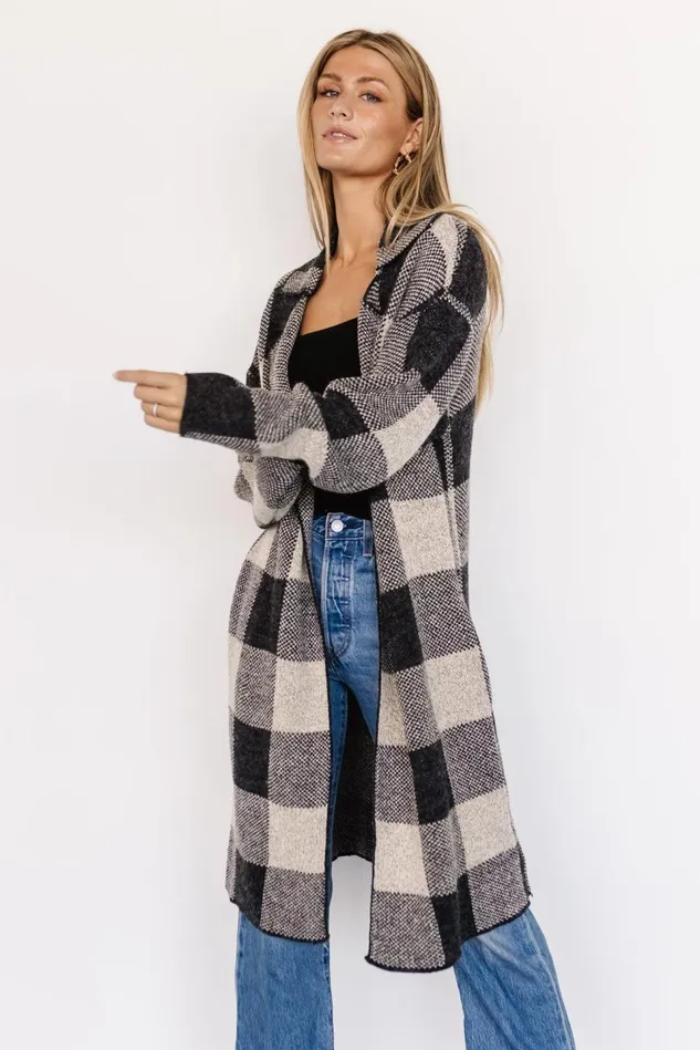 Baltic Born Cardigans Women Toronto Cardigan Black Taupe Baltic Born Cardigans Women Toronto Cardigan Black Taupe