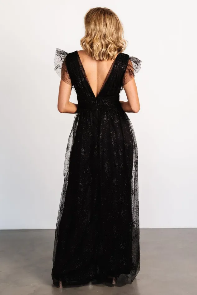 Baltic Born Embellished Sequin Women Adalyn Shimmer Maxi Dress Black Baltic Born Embellished Sequin Women Adalyn Shimmer Maxi Dress Black