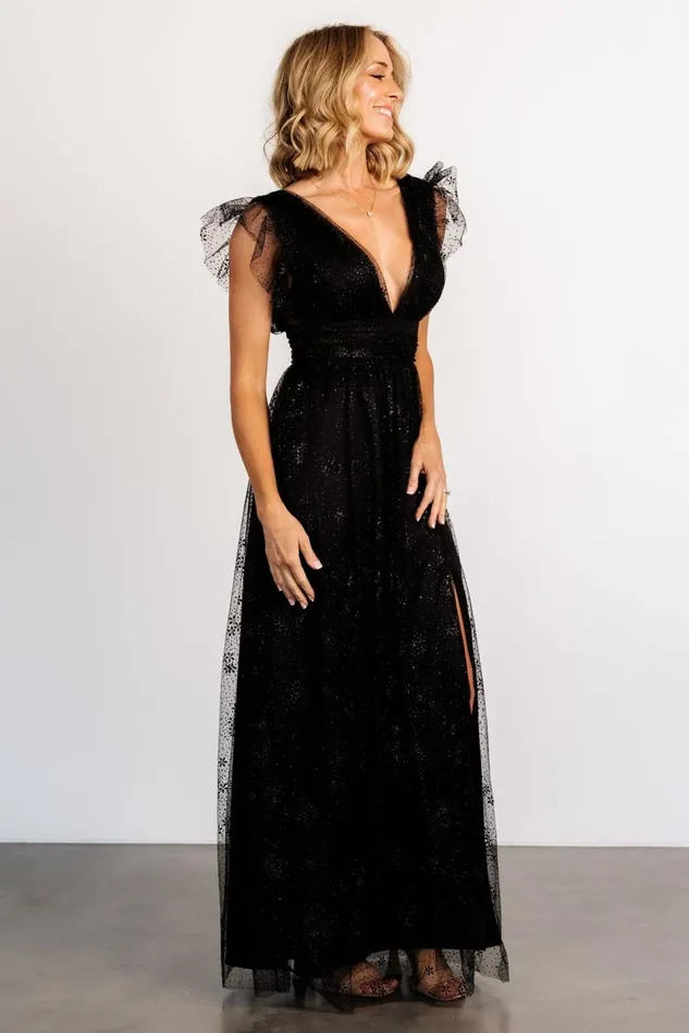Baltic Born Embellished Sequin Women Adalyn Shimmer Maxi Dress Black Baltic Born Embellished Sequin Women Adalyn Shimmer Maxi Dress Black