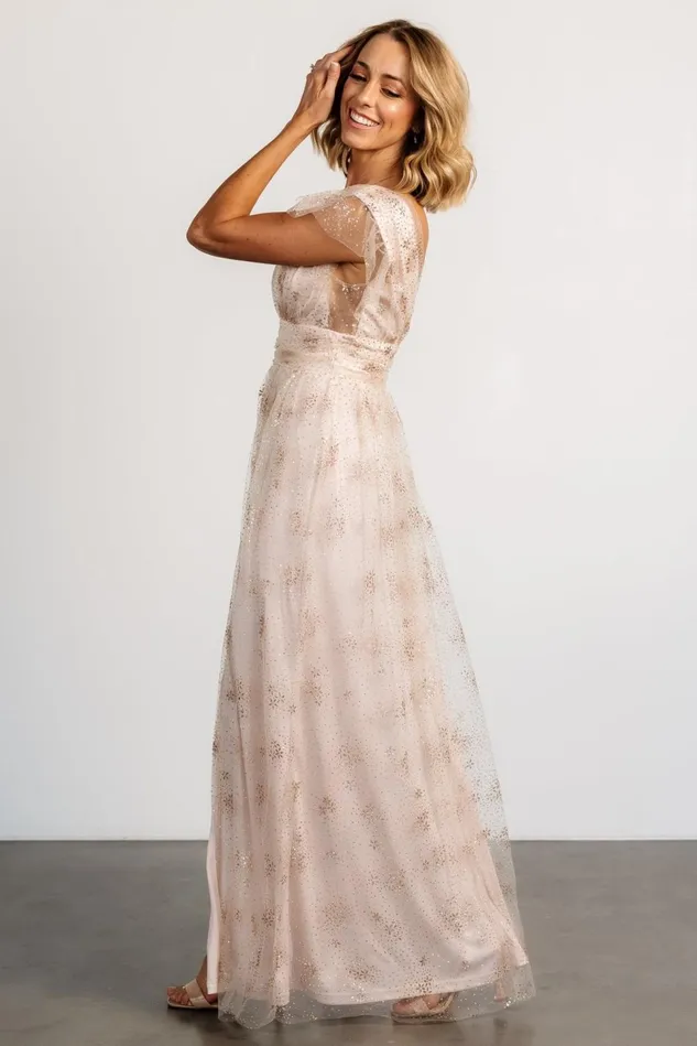 Baltic Born Embellished Sequin Women Adalyn Shimmer Maxi Dress Blush Gold Baltic Born Embellished Sequin Women Adalyn Shimmer Maxi Dress Blush Gold
