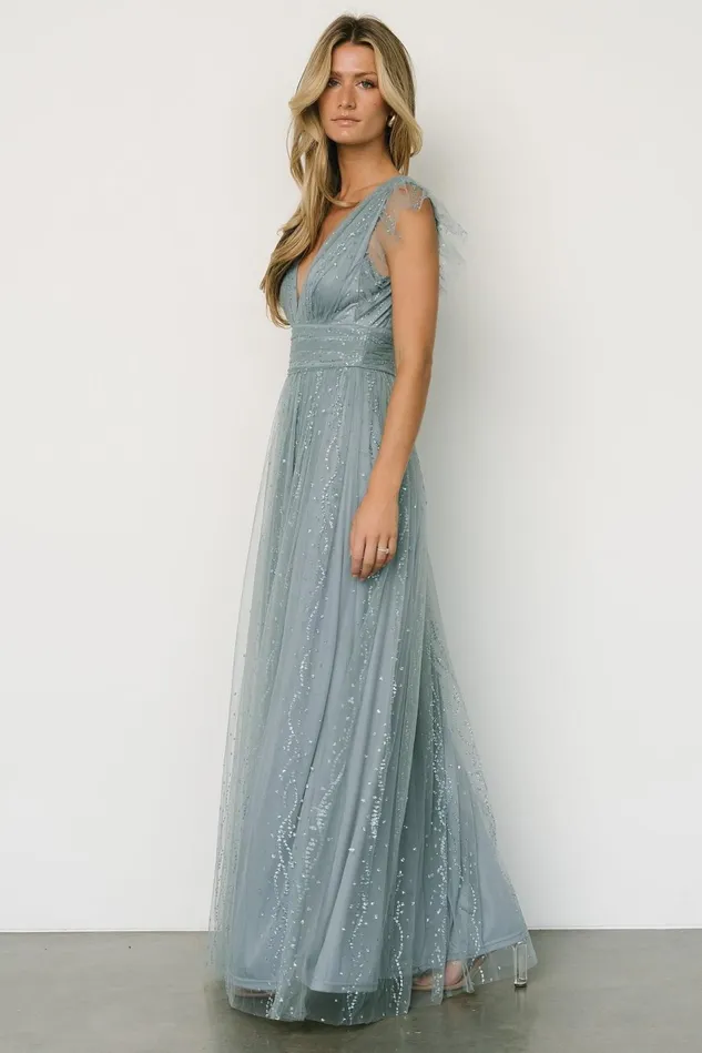 Baltic Born Embellished Sequin Women Annika Sequin Mesh Maxi Dress Slate Baltic Born Embellished Sequin Women Annika Sequin Mesh Maxi Dress Slate