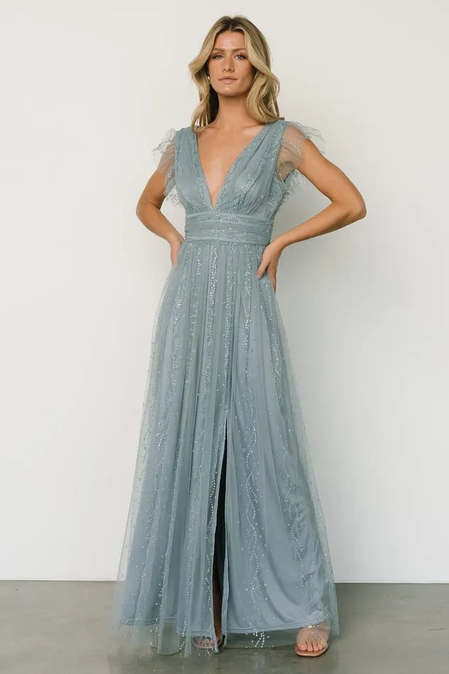 Baltic Born Embellished Sequin Women Annika Sequin Mesh Maxi Dress Slate Baltic Born Embellished Sequin Women Annika Sequin Mesh Maxi Dress Slate