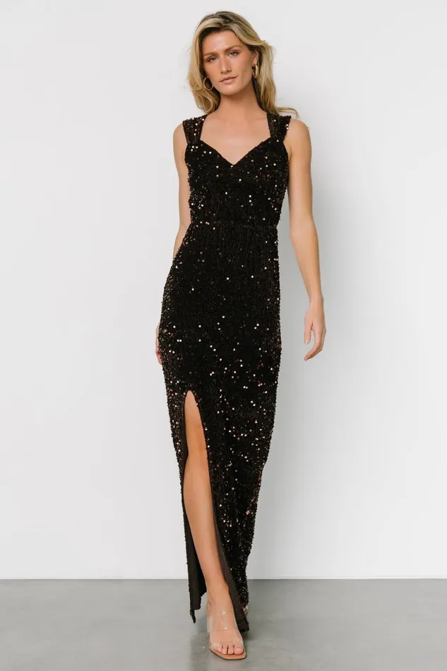 Baltic Born Embellished Sequin Women Marilyn Sequin Maxi Gown Dark Brown Baltic Born Embellished Sequin Women Marilyn Sequin Maxi Gown Dark Brown