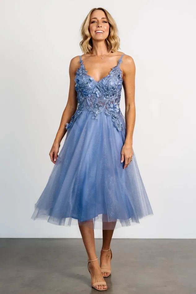 Baltic Born Embellished Sequin Women Noelle Shimmer Midi Dress Slate Blue Baltic Born Embellished Sequin Women Noelle Shimmer Midi Dress Slate Blue